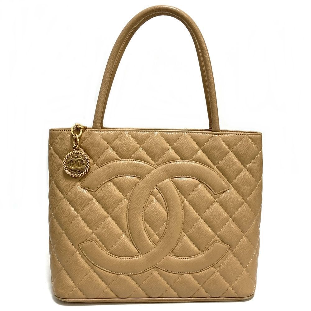 Tote Bag Matelasse Caviar Skin Salmon Pink Beige Coco Mark Gold Hardware
